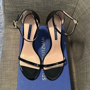 Stuart Weitzman Nudistsong Size 7.5 US (38 EU) Patent Black Leather